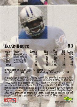 1994 Classic NFL Draft #93 Isaac Bruce  Back