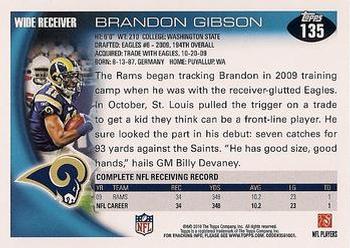 2010 Topps #135 Brandon Gibson  Back