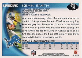 2010 Topps #14 Kevin Smith  Back