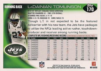 2010 Topps #170 LaDainian Tomlinson  Back