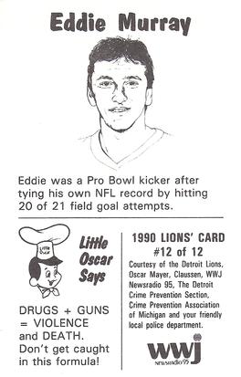 1990 Detroit Lions Police #12 Eddie Murray Back