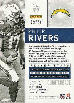 2014 Panini Totally Certified - Platinum Blue #77 Philip Rivers Back