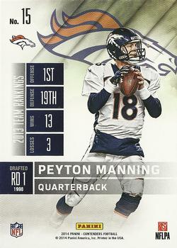 2014 Panini Contenders #15 Peyton Manning Back