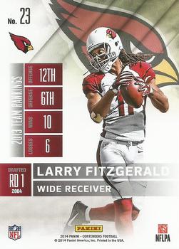 2014 Panini Contenders #23 Larry Fitzgerald Back