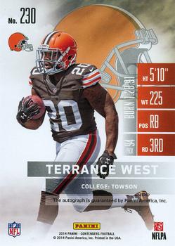 2014 Panini Contenders #230 Terrance West Back