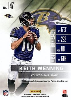 2014 Panini Contenders #147 Keith Wenning Back