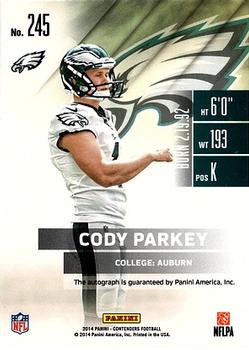 2014 Panini Contenders #245 Cody Parkey Back