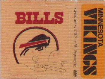 1974 Fleer Football Patches #NNO Buffalo Bills Helmet / Minnesota Vikings Name Front