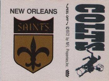1974 Fleer Football Patches #NNO New Orleans Saints Logo / Baltimore Colts Name Front