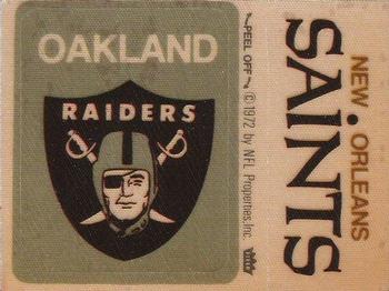 1974 Fleer Football Patches #NNO Oakland Raiders Logo / New Orleans Saints Name Front