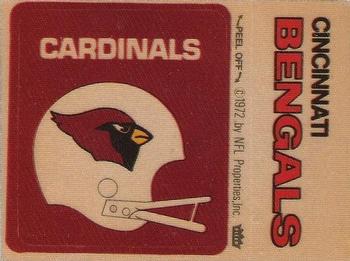 1974 Fleer Football Patches #NNO St. Louis Cardinals Helmet / Cincinnati Bengals Name Front