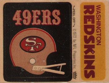 1974 Fleer Football Patches #NNO San Francisco 49ers Helmet / Washington Redskins Name Front
