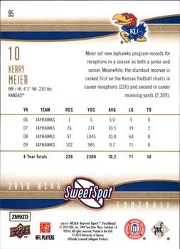 2010 Upper Deck NCAA Sweet Spot #95 Kerry Meier  Back