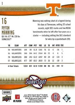 2010 Upper Deck NCAA Sweet Spot #1 Peyton Manning  Back