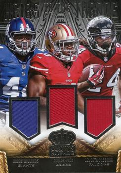 2014 Panini Crown Royale - Heirs to the Throne Materials Trios #HTT-RB1 Andre Williams / Carlos Hyde / Devonta Freeman Front