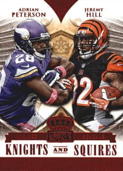 2014 Panini Crown Royale - Knights and Squires Red #KS9 Adrian Peterson / Jeremy Hill Front