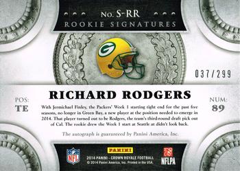 2014 Panini Crown Royale - Rookie Signatures #S-RR Richard Rodgers Back