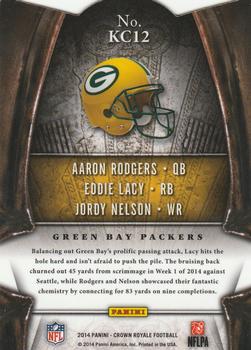 2014 Panini Crown Royale - The King's Court #KC12 Jordy Nelson / Aaron Rodgers / Eddie Lacy Back