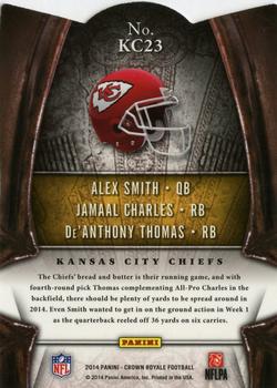 2014 Panini Crown Royale - The King's Court #KC23 Jamaal Charles / Alex Smith / De'Anthony Thomas Back