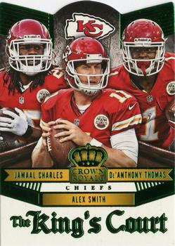 2014 Panini Crown Royale - The King's Court Green #KC23 Jamaal Charles/Alex Smith/De'Anthony Thomas Front