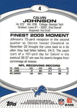2010 Finest #4 Calvin Johnson  Back