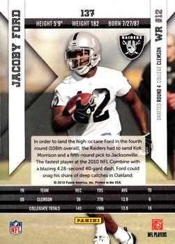 2010 Panini Epix #137 Jacoby Ford  Back