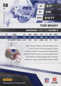 2010 Panini Absolute Memorabilia #58 Tom Brady  Back