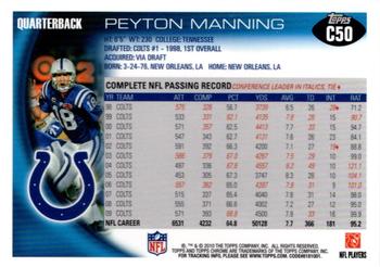 2010 Topps Chrome #C50 Peyton Manning  Back