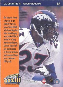 1999 Collector's Edge Super Bowl XXXIII #B6 Darrien Gordon Back
