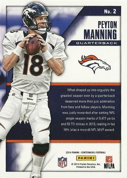 2014 Panini Contenders - MVP Contenders #2 Peyton Manning Back