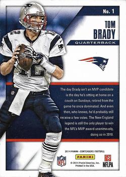 2014 Panini Contenders - MVP Contenders #1 Tom Brady Back