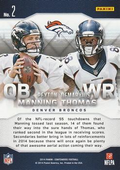 2014 Panini Contenders - Touchdown Tandems #2 Peyton Manning / Demaryius Thomas Back