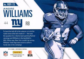 2014 Panini Contenders - Rookie of the Year Contenders #ROY-15 Andre Williams Back