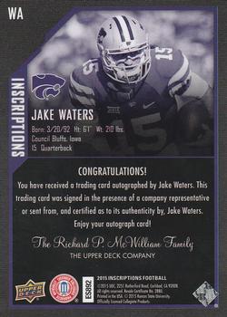 2015 Upper Deck Inscriptions #WA Jake Waters Back