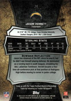 2014 Bowman Sterling - Gold Refractors #24 Jason Verrett Back