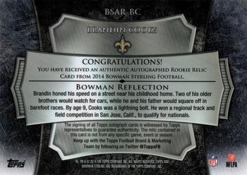 2014 Bowman Sterling - Rookie Autograph Relics #BSAR-BC Brandin Cooks Back