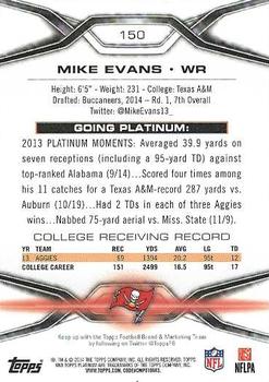 2014 Topps Platinum - Orange Refractors #150 Mike Evans Back