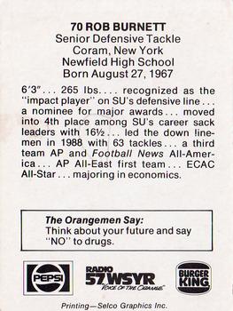 1989 Syracuse Orangemen #5 Rob Burnett Back