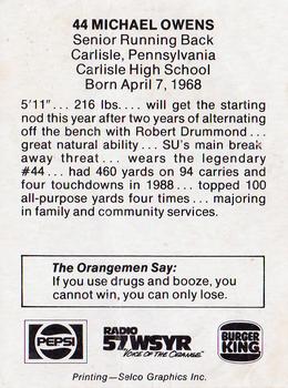1989 Syracuse Orangemen #11 Michael Owens Back