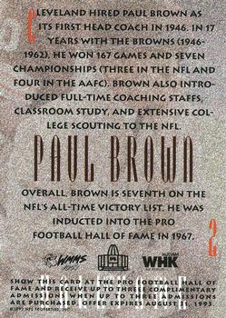 1992 Sunoco Cleveland Browns Hall of Famers #2 Paul Brown Back