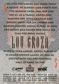 1992 Sunoco Cleveland Browns Hall of Famers #5 Lou Groza Back