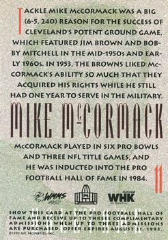 1992 Sunoco Cleveland Browns Hall of Famers #11 Mike McCormack Back
