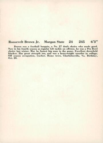 1956 Jay Publishing New York Giants #NNO Roosevelt Brown Jr. Back