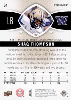 2015 Upper Deck #61 Shaq Thompson Back