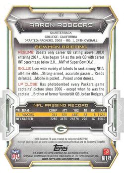 2015 Bowman #46 Aaron Rodgers Back