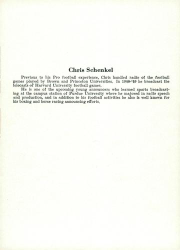 1957 Jay Publishing New York Giants #NNO Chris Schenkel Back