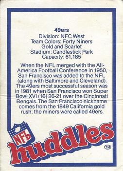 1983 NFL Properties Huddles #NNO San Francisco 49ers Back