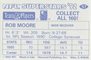 1992 Diamond NFL Superstars Stickers #57 Rob Moore Back