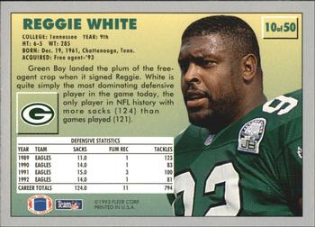 1993 Fleer Fruit of the Loom #10 Reggie White Back