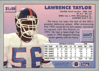 1993 Fleer Fruit of the Loom #31 Lawrence Taylor Back